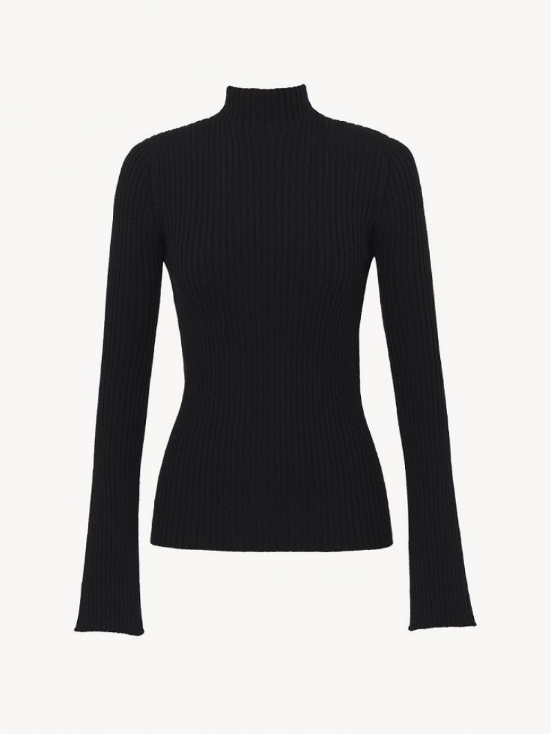 Chloe Mock-neck Strickwaren Schwarz | CHE-SR13919