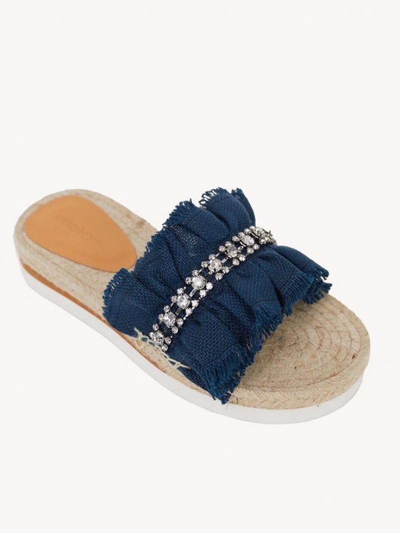 Chloe Mollie Espadrilles Flache Schuhe Tiefesblau | CHE-SR14807