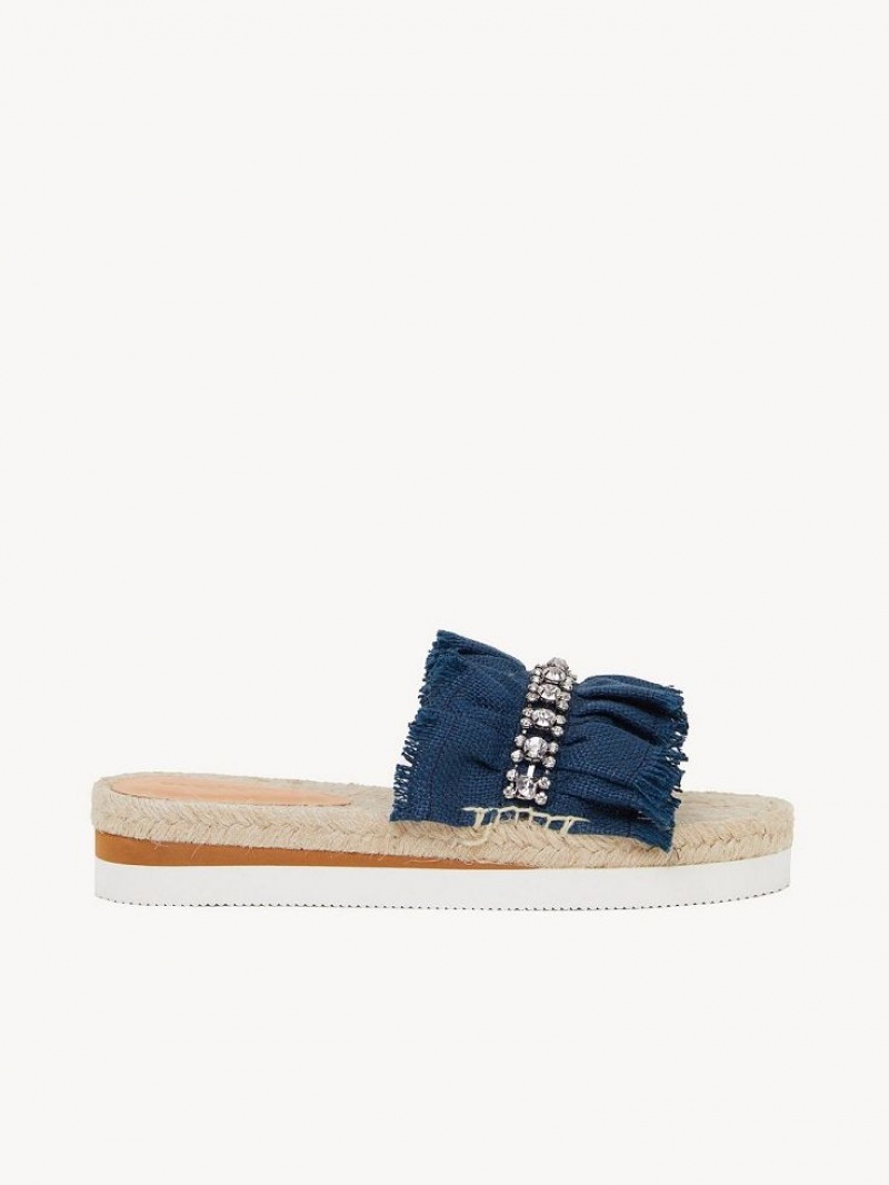 Chloe Mollie Espadrilles Flache Schuhe Tiefesblau | CHE-SR14807