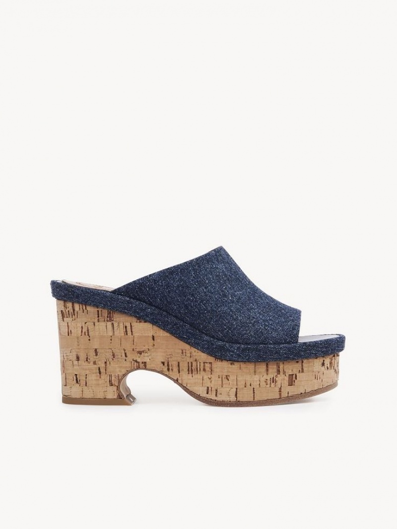 Chloe Oli Plattform Mule Blau | CHE-SR14134