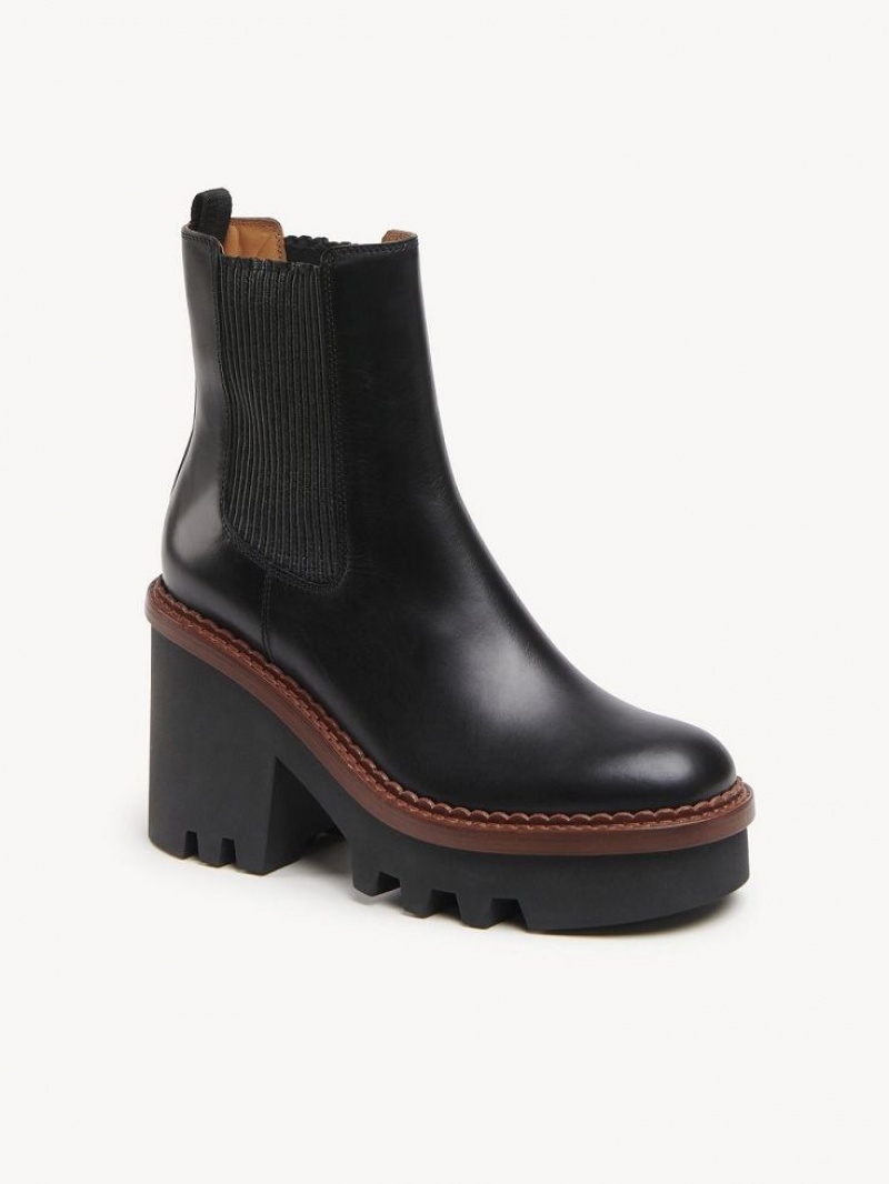 Chloe Owena Absatz Stiefeletten Schwarz | CHE-SR14210