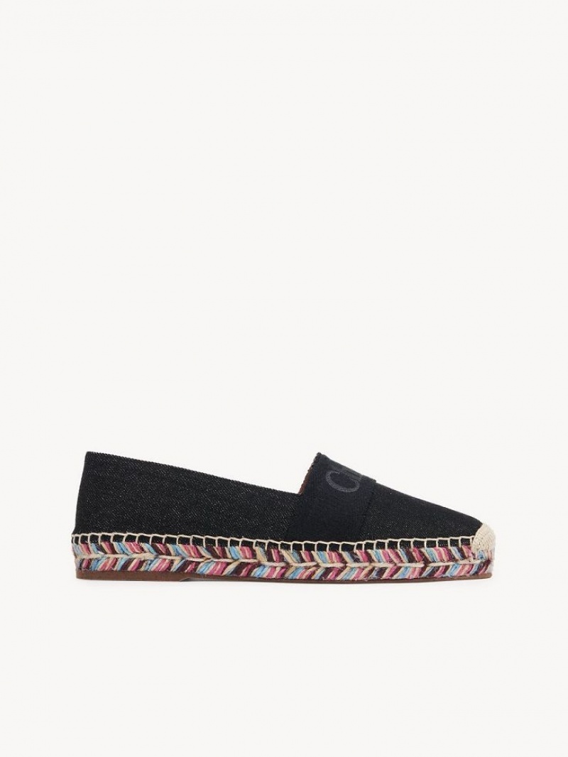 Chloe Piia Flache Espadrilles Schwarz | CHE-SR14144