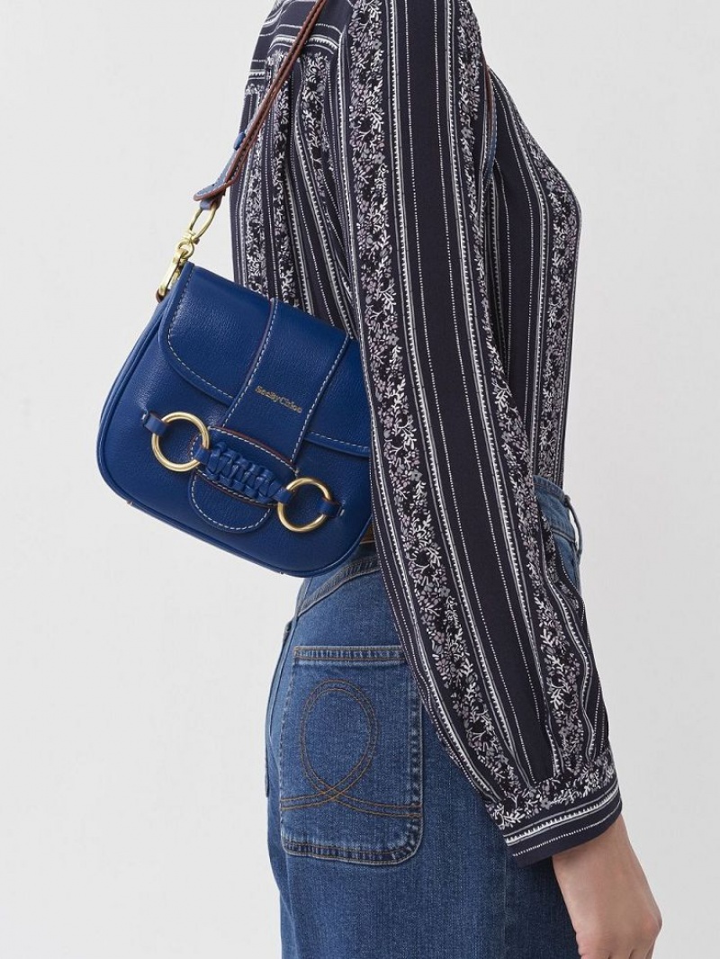 Chloe Saddie Satchel Schultertaschen Blau | CHE-SR14587