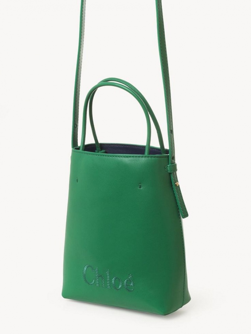 Chloe Sense Tote Mini Taschen Grün | CHE-SR13732