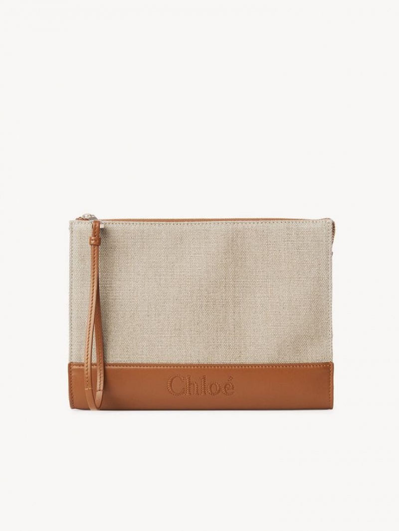 Chloe Sense Zippered Beuteltasche Braun | CHE-SR14329