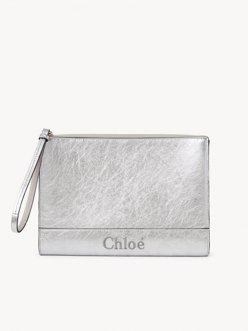 Chloe Sense Zippered Unterarmtasche Silber | CHE-SR13745