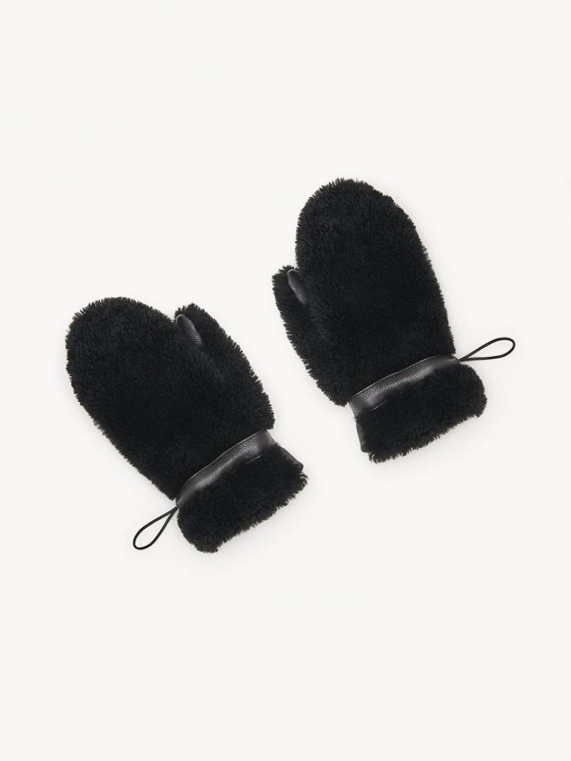 Chloe Shearling Mittens Hüte Schwarz | CHE-SR14483