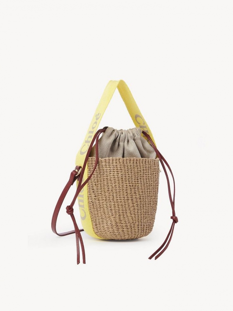 Chloe Small Woody Basket Crossbody Taschen Gelb Beige | CHE-SR13565