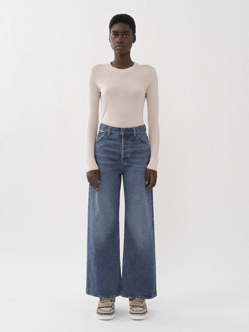 Chloe Stromboli Weite Cropped Jeans Blau | CHE-SR14011