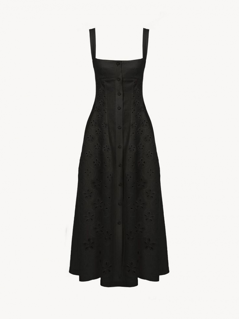 Chloe Ärmellose Midi Kleid Schwarz | CHE-SR13846